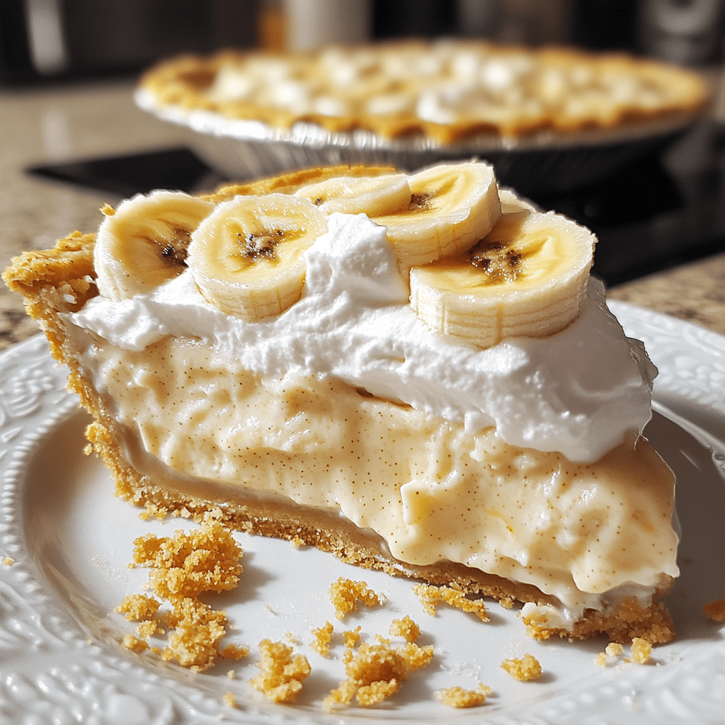 banana cream pie slice with custard banana slices and whipped topping