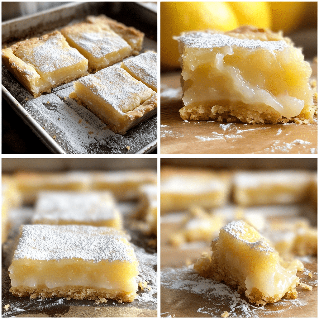 Four-panel collage of crust, filling, baking, slicing