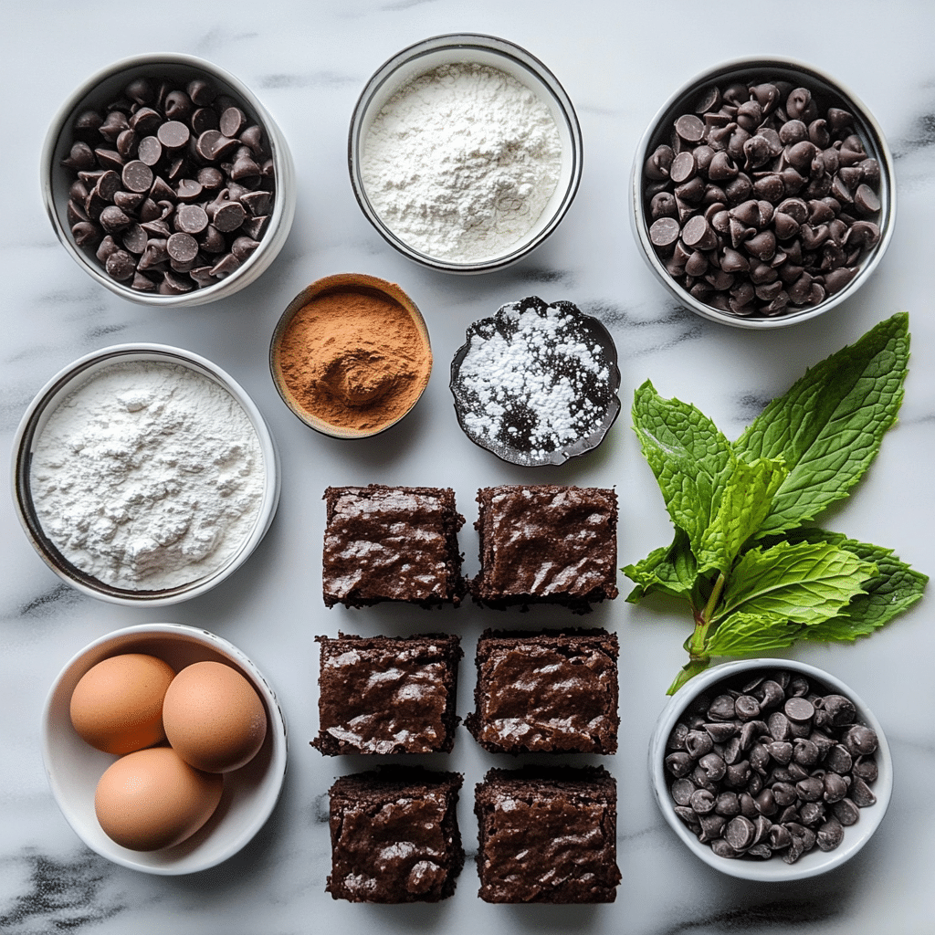 ingredients for mint chocolate brownies