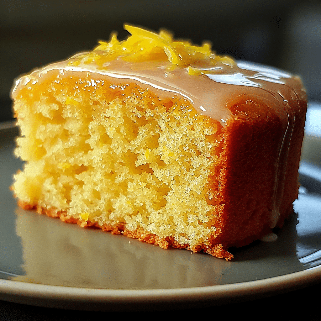 Sourdough lemon cake slice with glaze