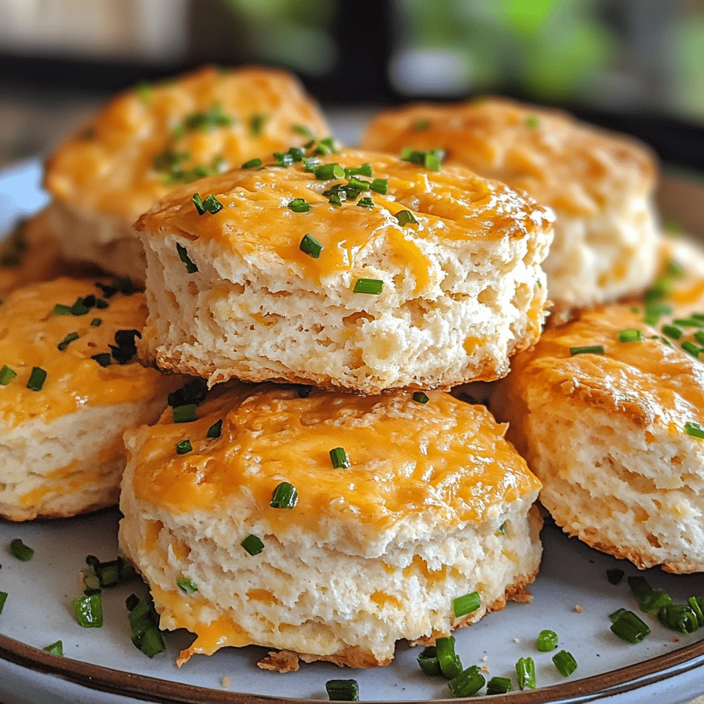 Cheddar chive savory scones on a plate