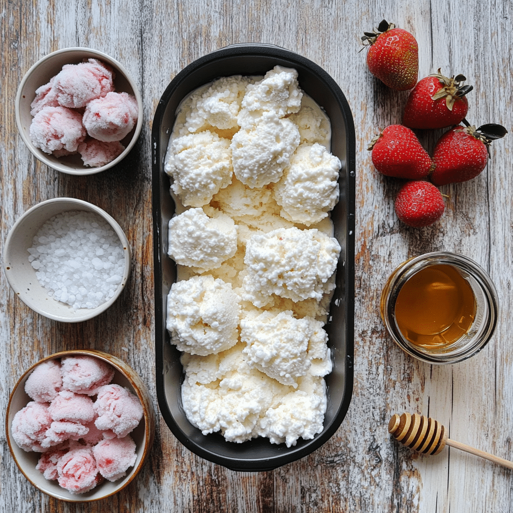 cottage cheese honey vanilla salt and frozen strawberries for cottage cheese ice cream
