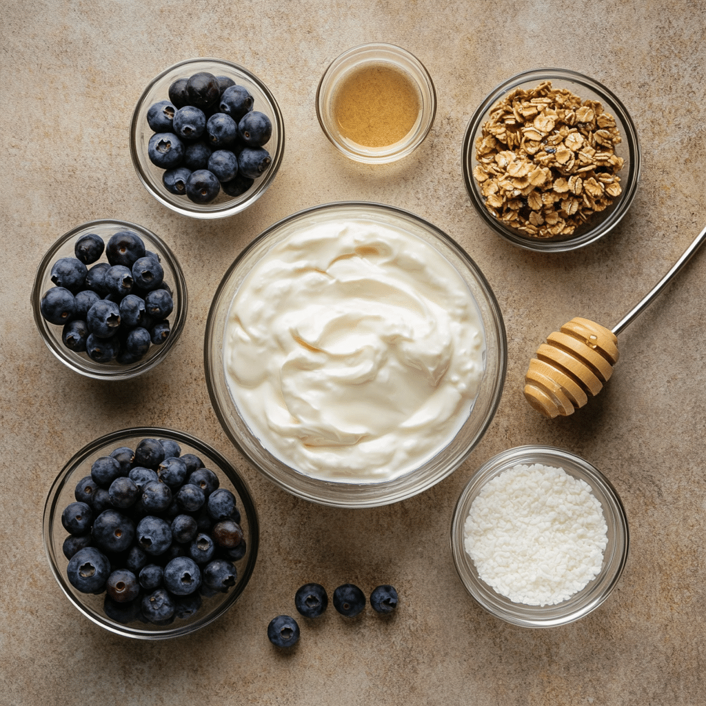 thick greek yogurt honey vanilla and toppings for fluffy yogurt