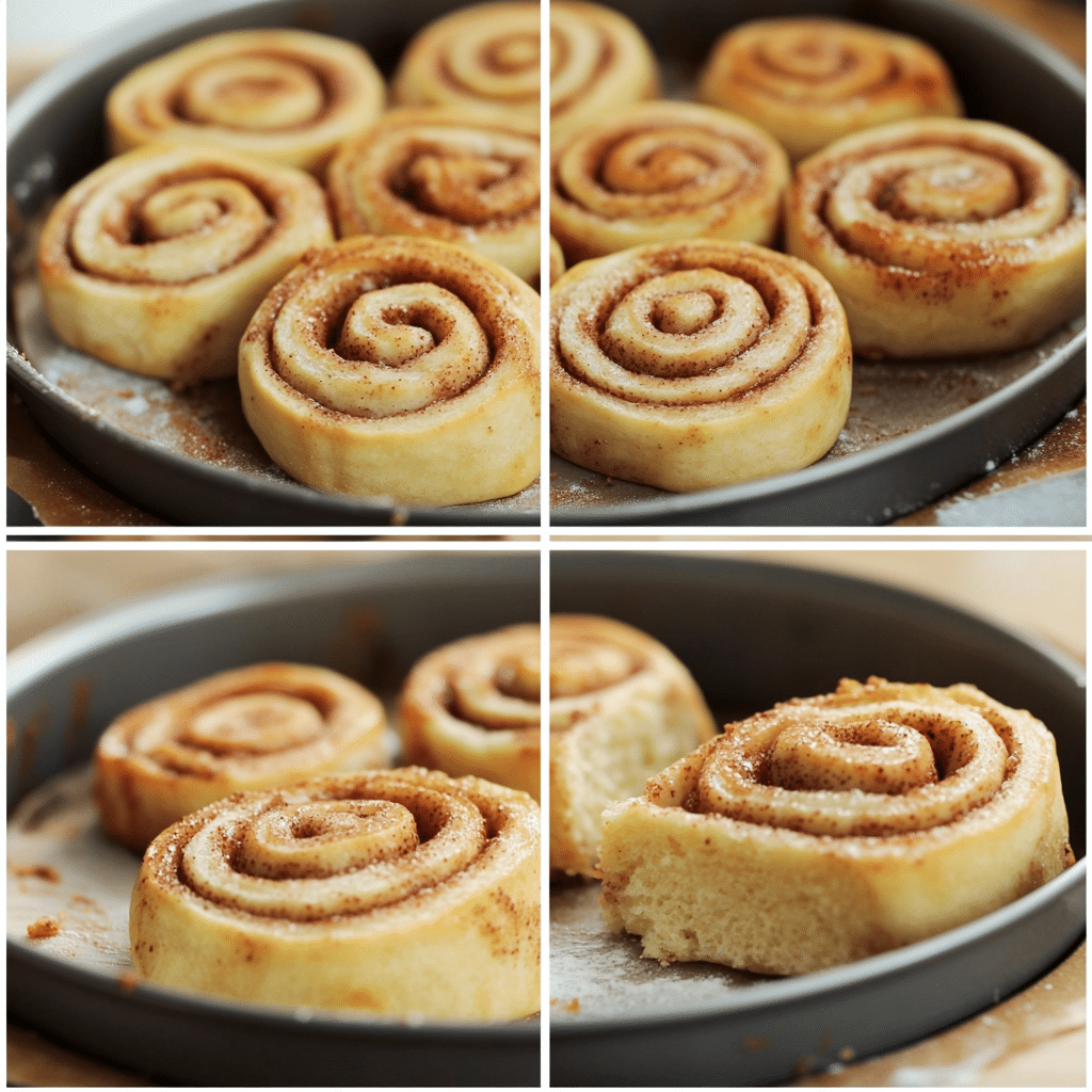 Step-by-step collage for Sourdough Cinnamon Rolls