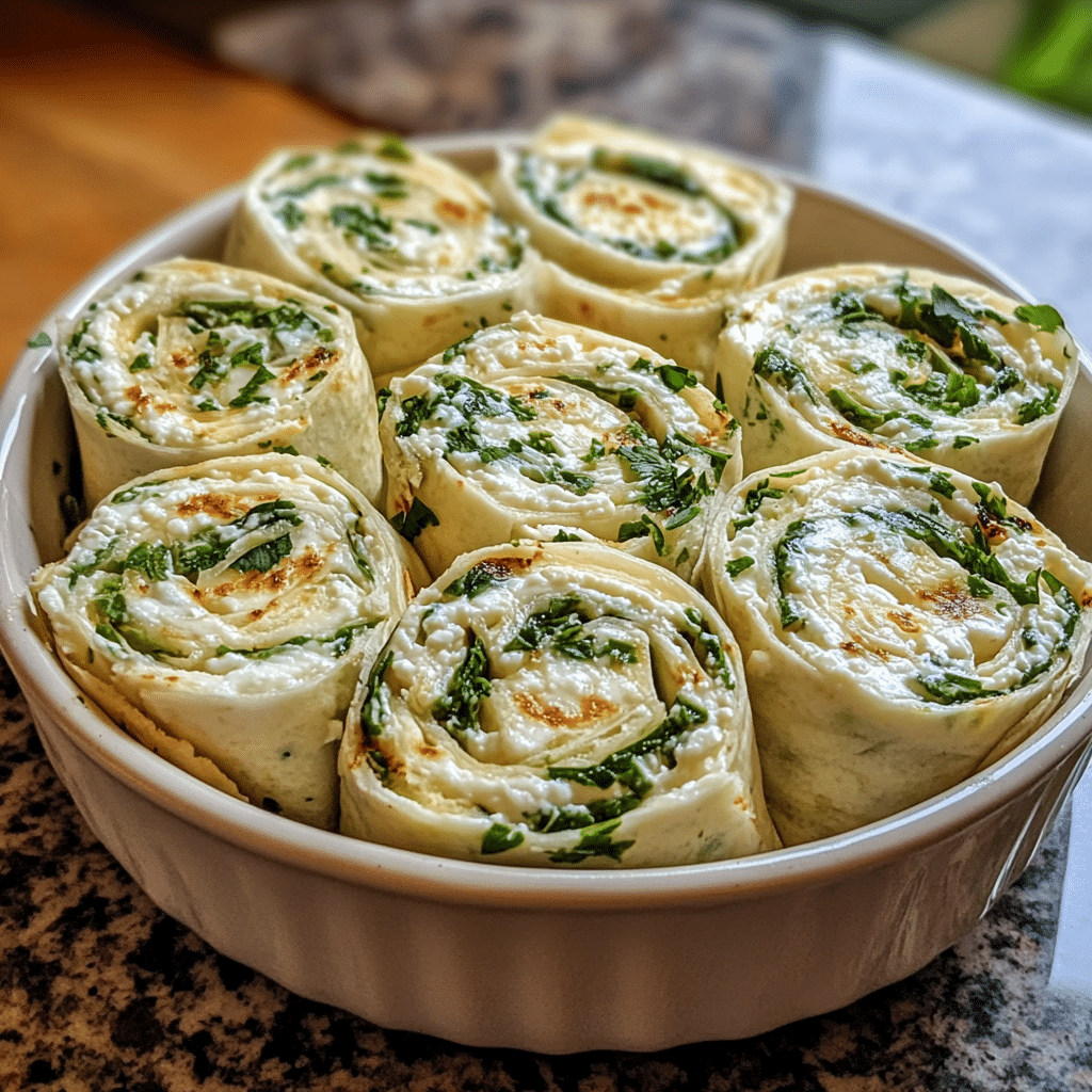 Homemade 2-ingredient cottage cheese wraps in a serving dish in a bright kitchen