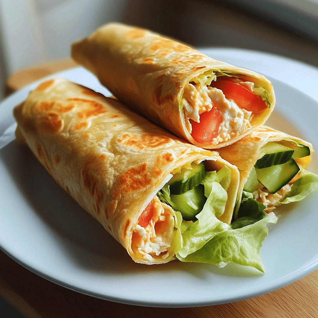 Stack of homemade cottage cheese wraps with fresh wrap fillings nearby