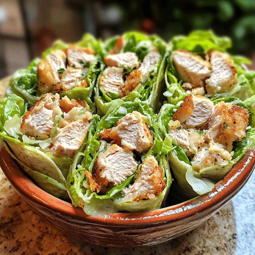 Homemade chicken caesar wrap in a serving dish in a bright kitchen