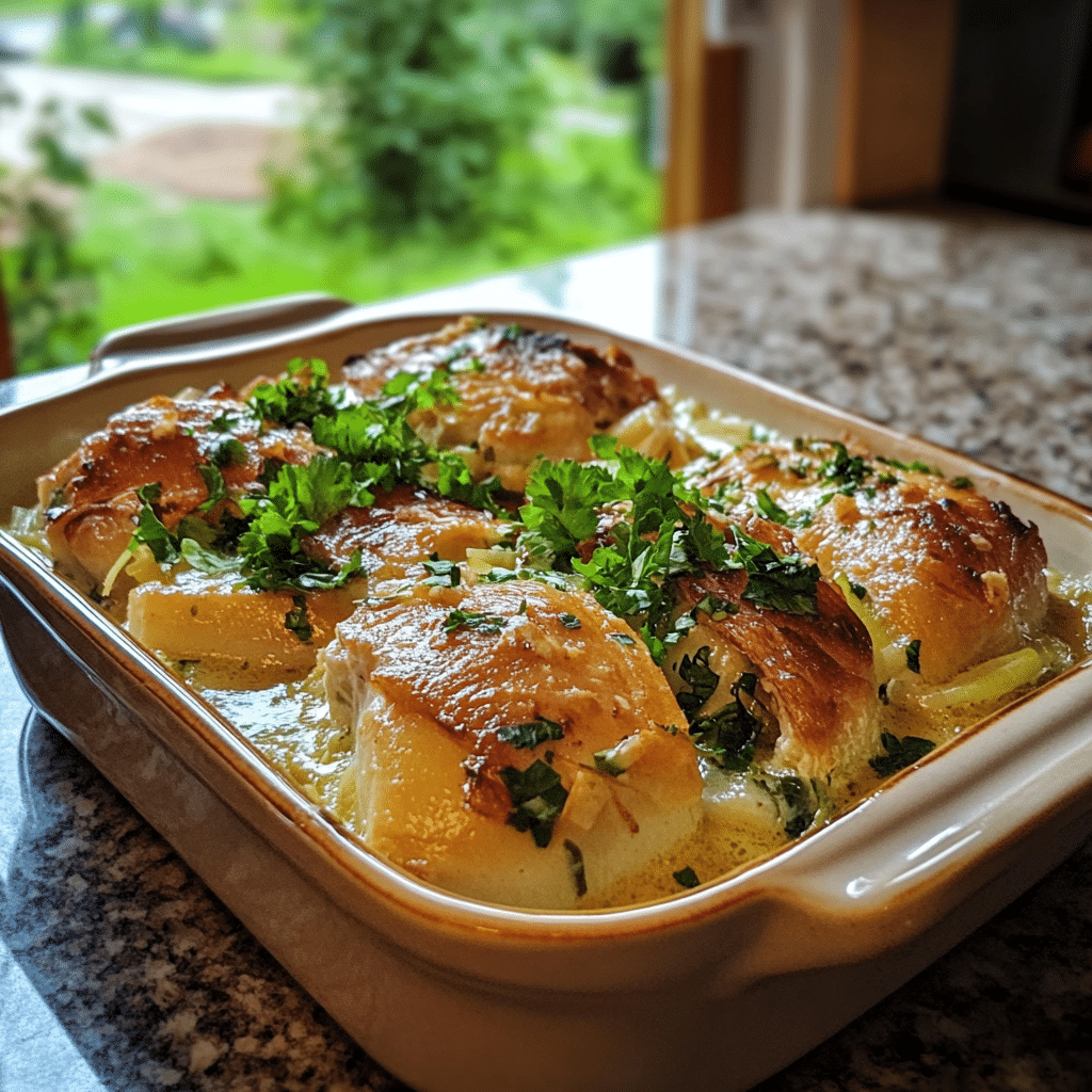 Homemade easter lunch menu ideas for the whole family in a serving dish in a bright kitchen