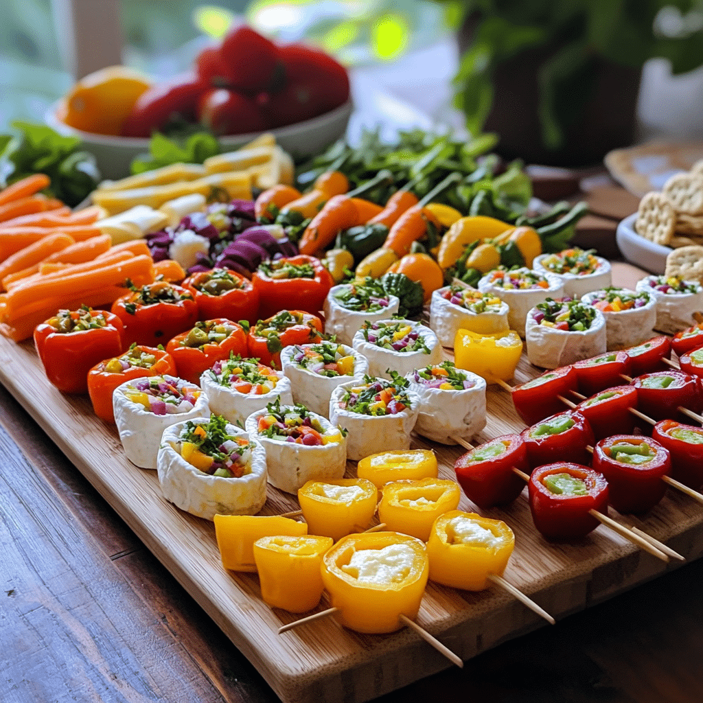 Party platter filled with make-ahead appetizers and dips