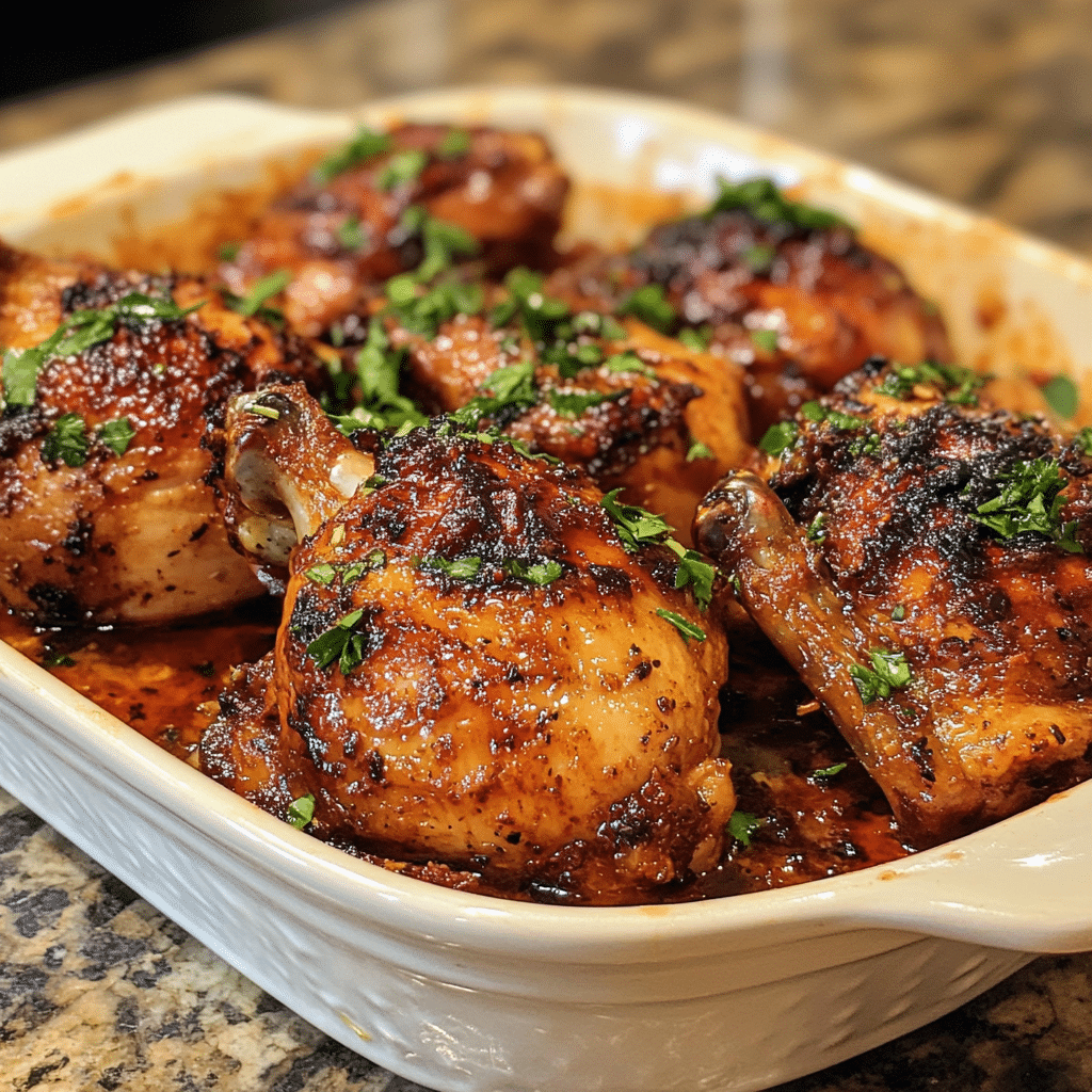 Homemade marry me chicken in a serving dish in a bright kitchen