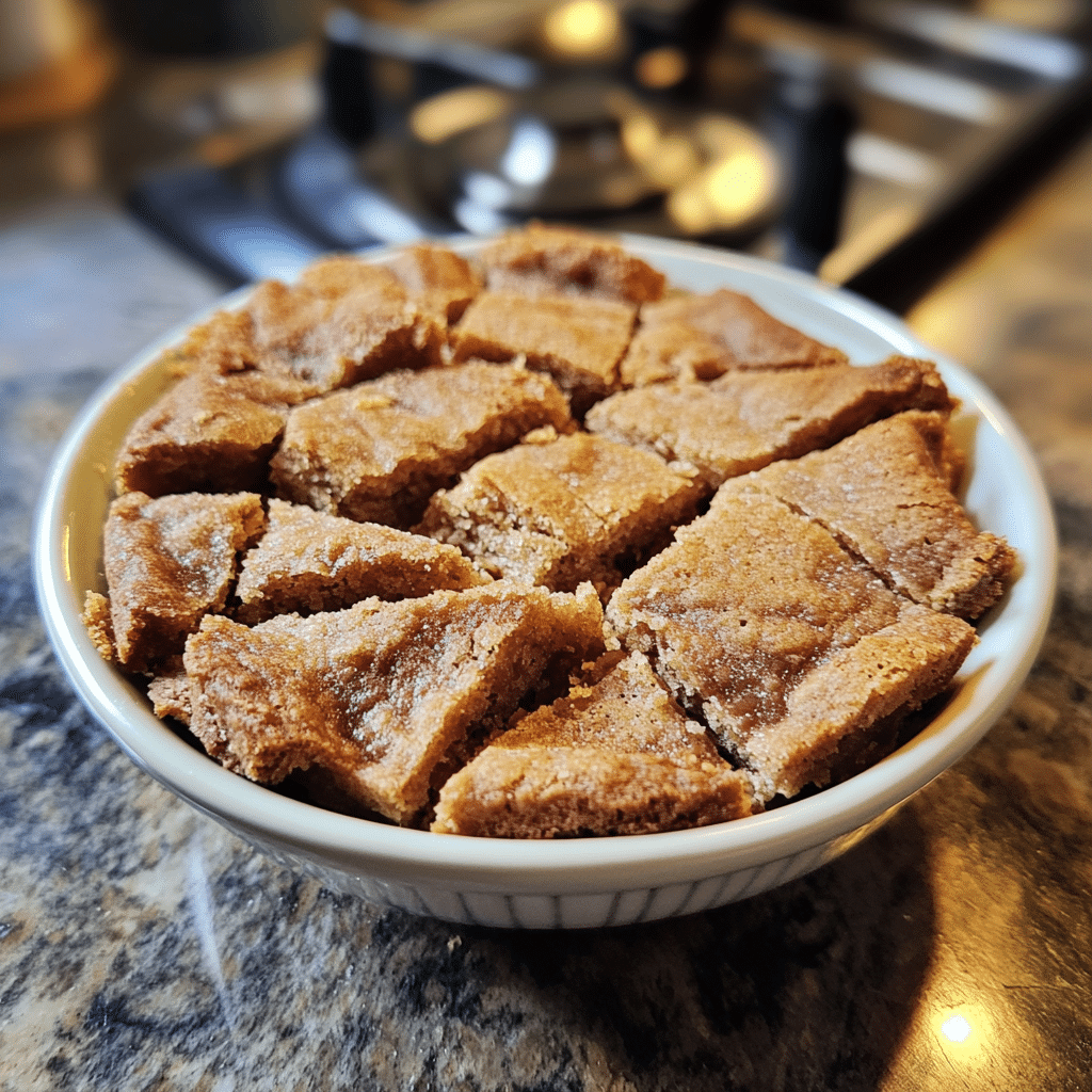Homemade millionaire’s shortbread in a serving dish in a bright kitchen