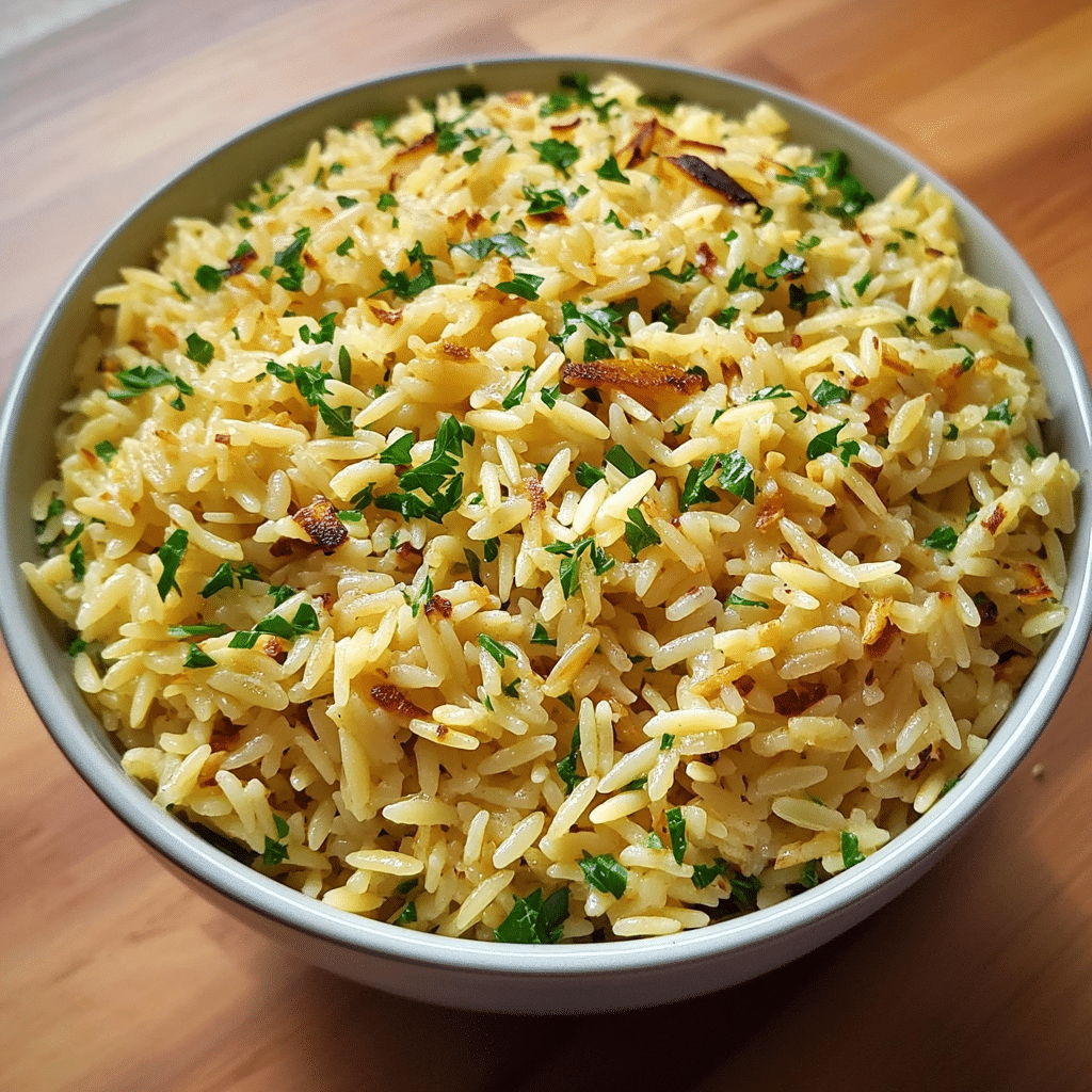 Homemade homemade rice pilaf in a serving dish