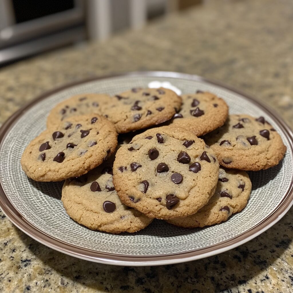 Award Winning Soft Chocolate Chip Cookies presented in natural light with a homemade look
