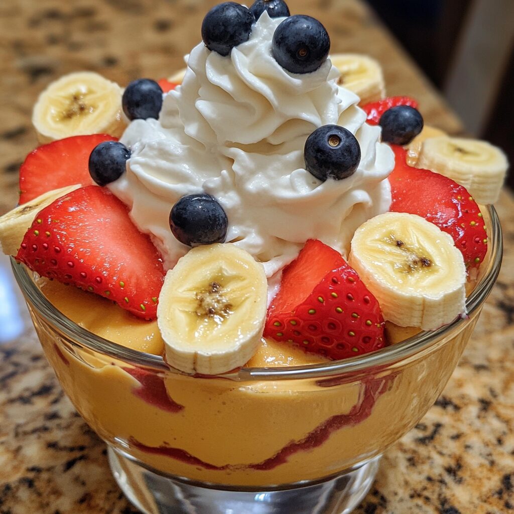Berry Aunt Betty's Banana Pudding with visible layers and toppings