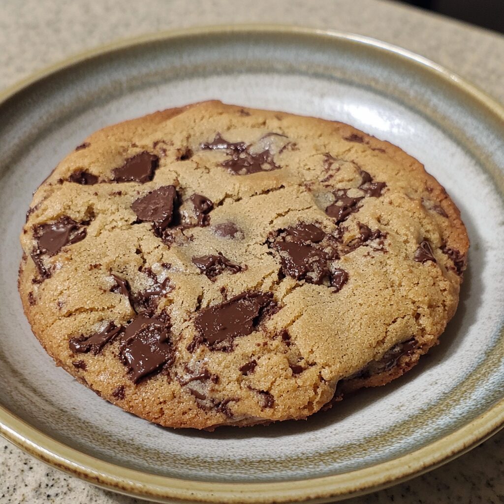 Best Giant Chocolate Chip Cookie presented in natural light with a homemade look