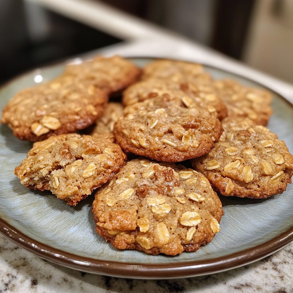 Big and Chewy Oatmeal Cookies presented in natural light with a homemade look