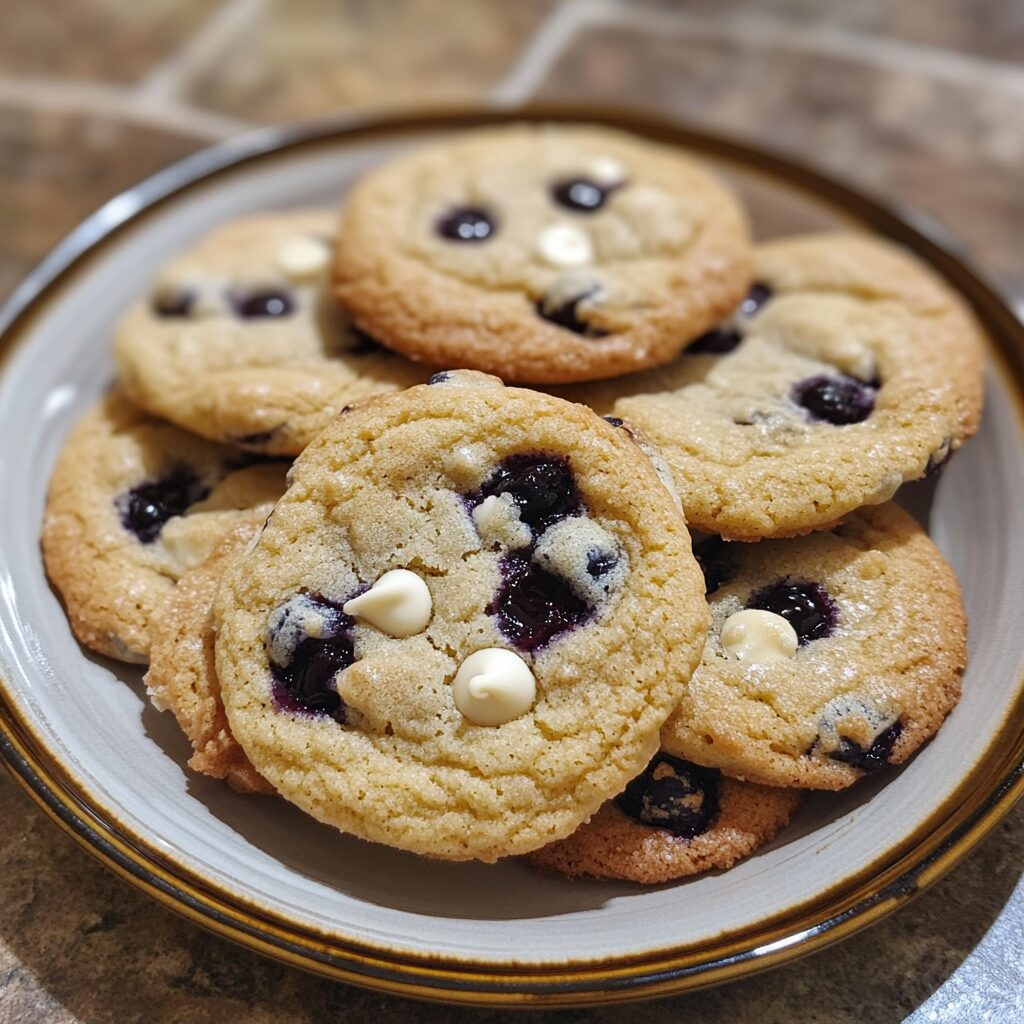 Blueberry White Chocolate Chip Cookies Soft, Chewy & Bakery-Worthy presented in natural light with a homemade look