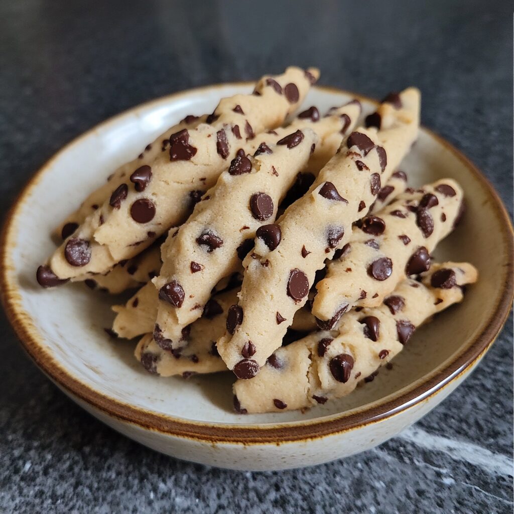 Chocolate Chip Cookie Dough Twists ChocolateCoveredAmy presented in natural light with a homemade look