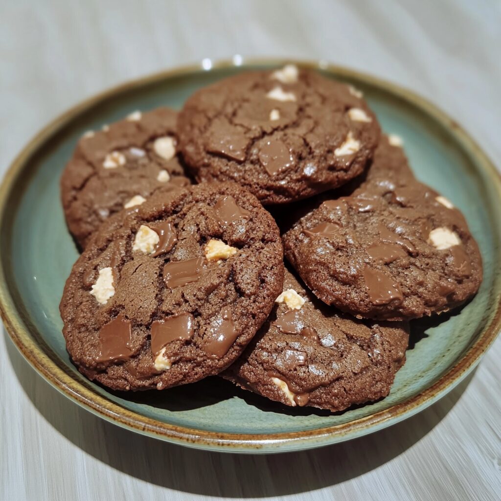 Chocolate M&M Cookies Recipe presented in natural light with a homemade look