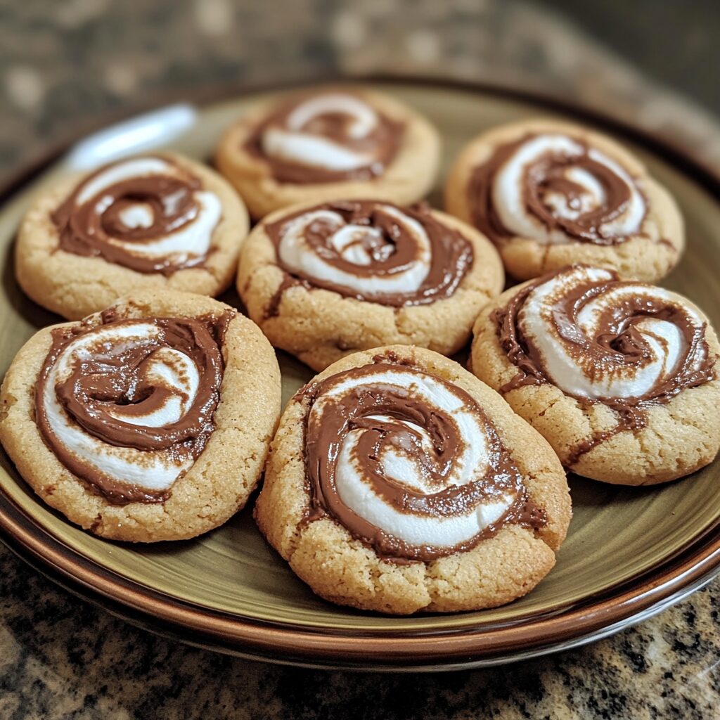 Chocolate Marshmallow Swirl Cookies presented in natural light with a homemade look