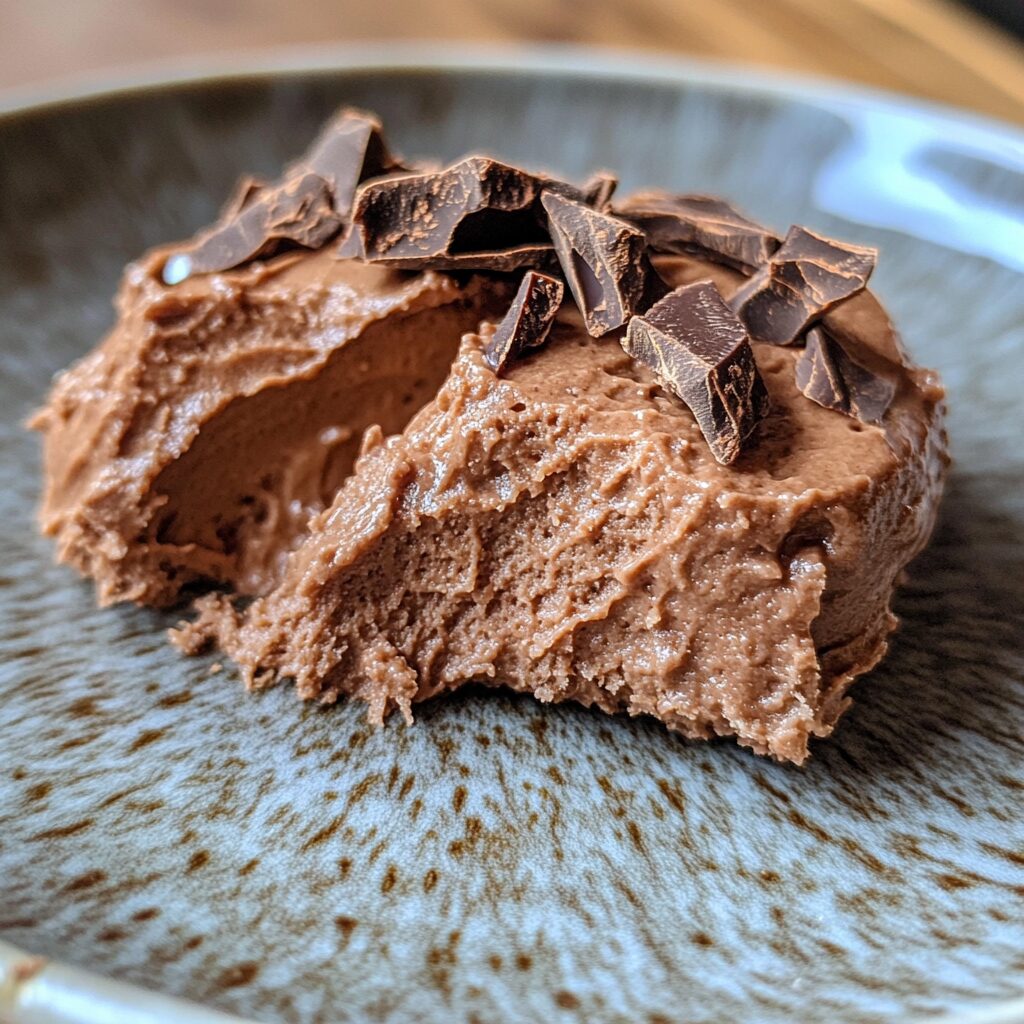 Chocolate Mousse (quick & easy) presented in natural light with a homemade look