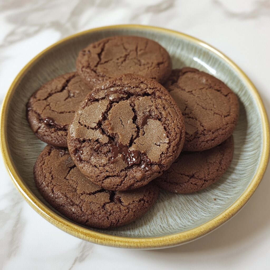 Chocolate Sugar Cookies presented in natural light with a homemade look