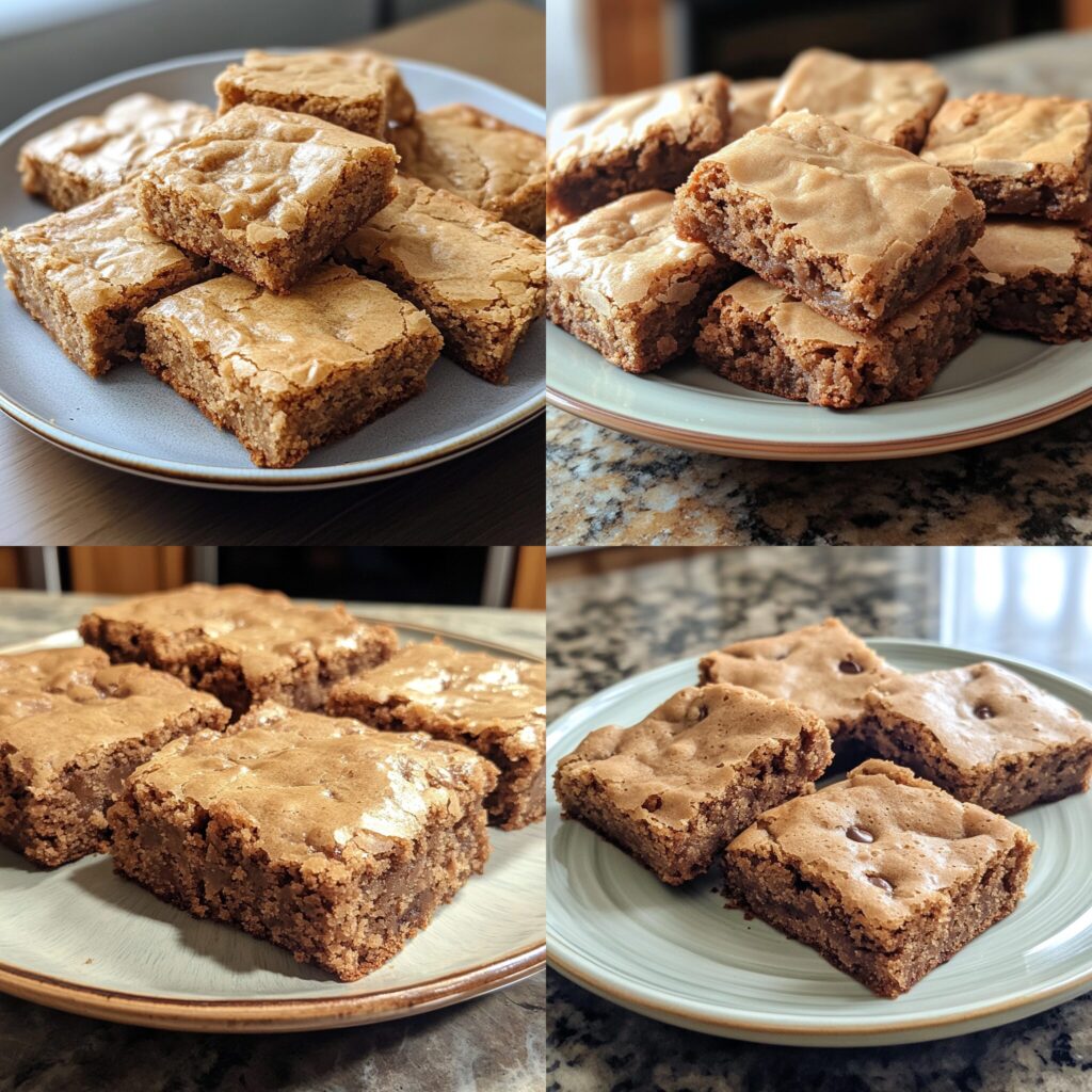 Classic Blondies presented in natural light with a homemade look