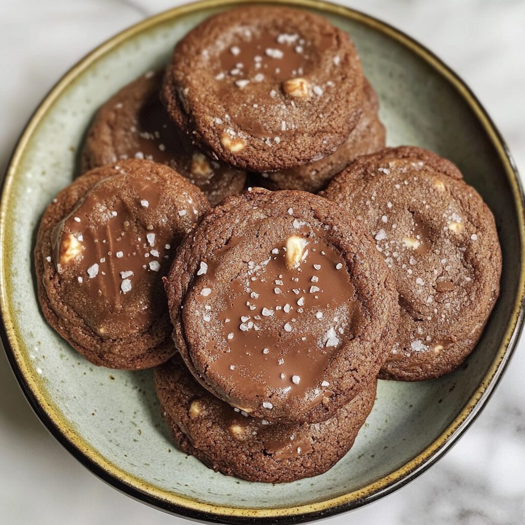 Cookies Ultra Fondants Chocolat Et Fleur De Sel presented in natural light with a homemade look