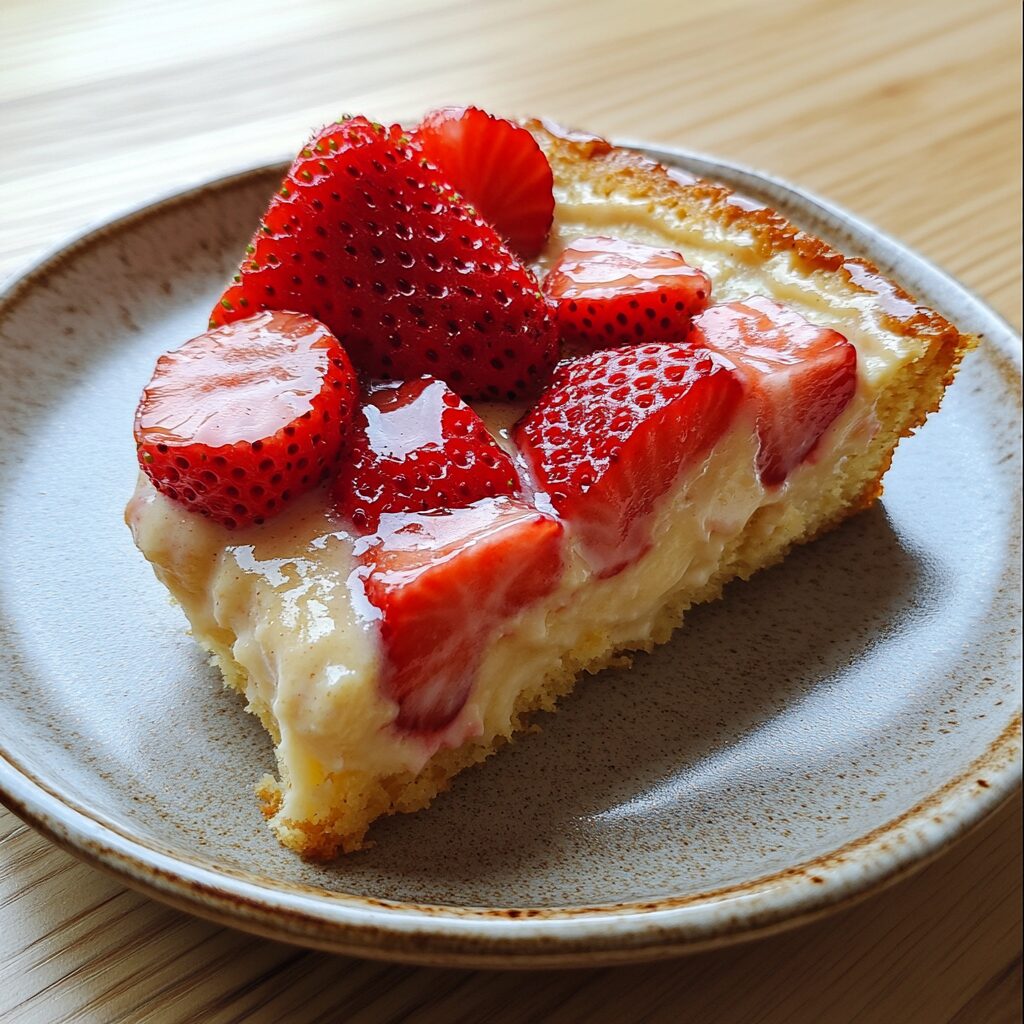 Creamy Strawberry Custard Cake That Makes Everyone Happy presented in natural light with a homemade look