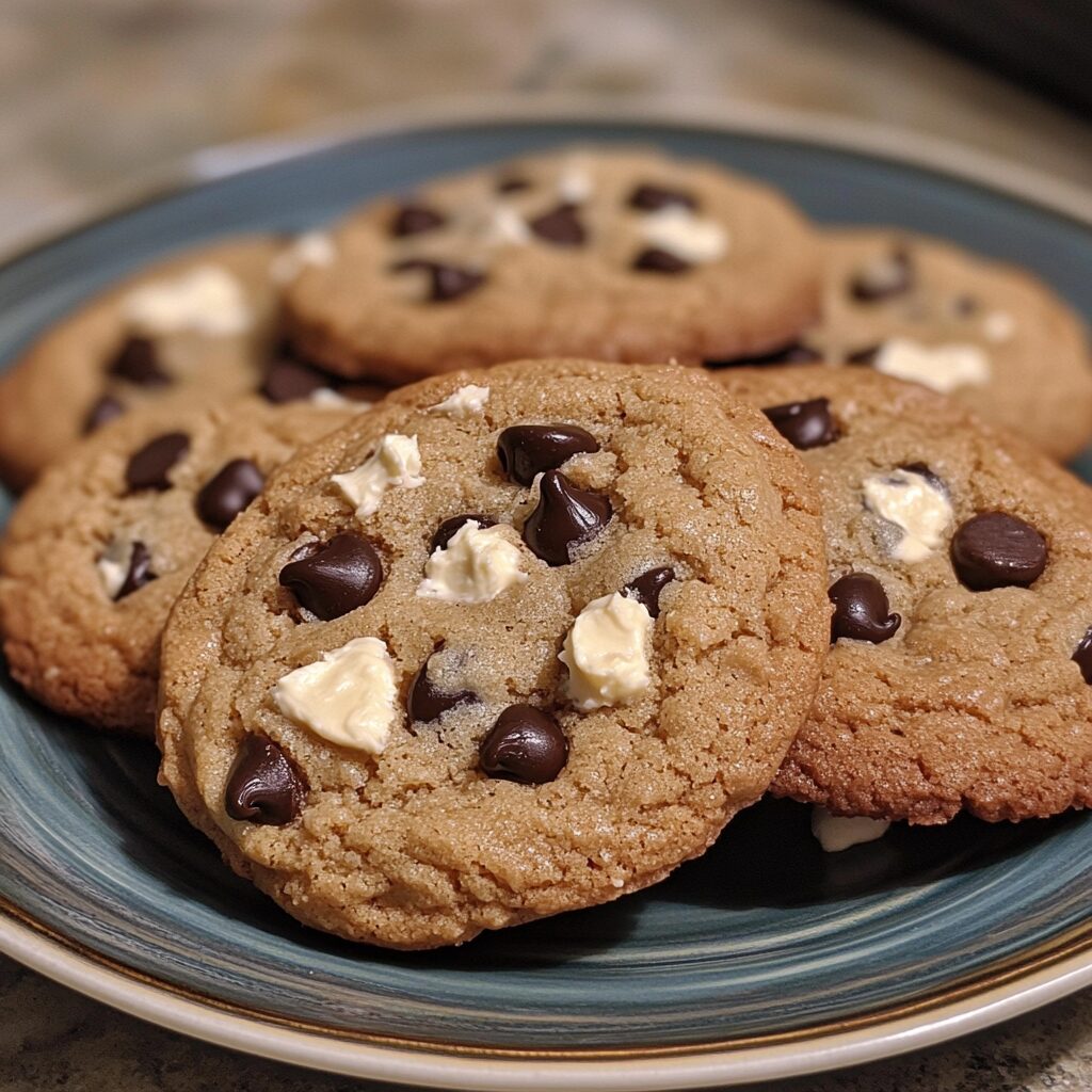Delicious Cream Cheese Chocolate Chip Cookies You'll Love presented in natural light with a homemade look