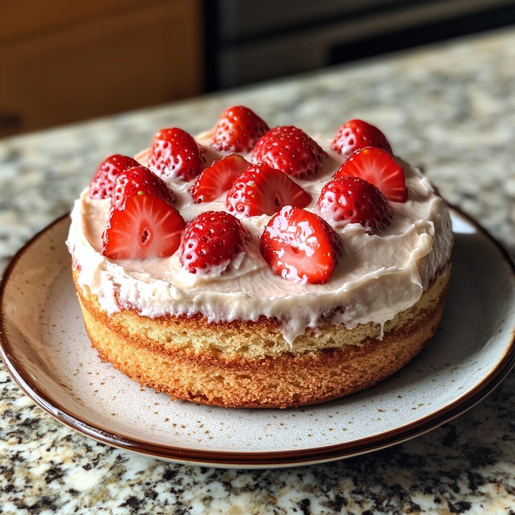 Delicious Strawberry Cake with Cream Cheese Frosting Recipe for Any Occasion presented in natural light with a homemade look