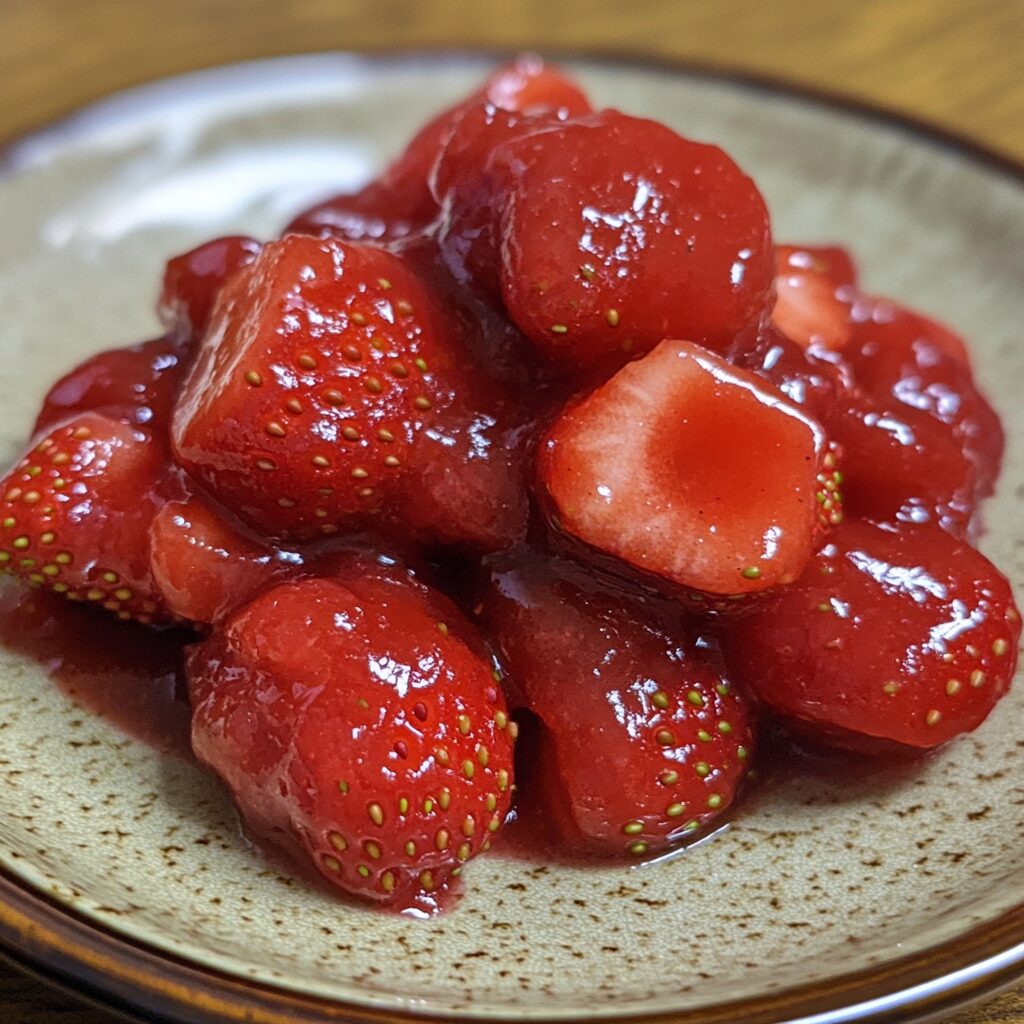 Easy Strawberry Compote (20 Minutes) presented in natural light with a homemade look