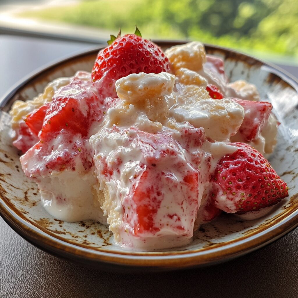 Easy Strawberry Milk Pudding presented in natural light with a homemade look