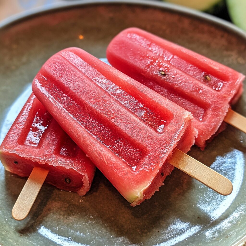 Easy Watermelon Popsicle 3 Ingredients Watermelon Popsicle presented in natural light with a homemade look