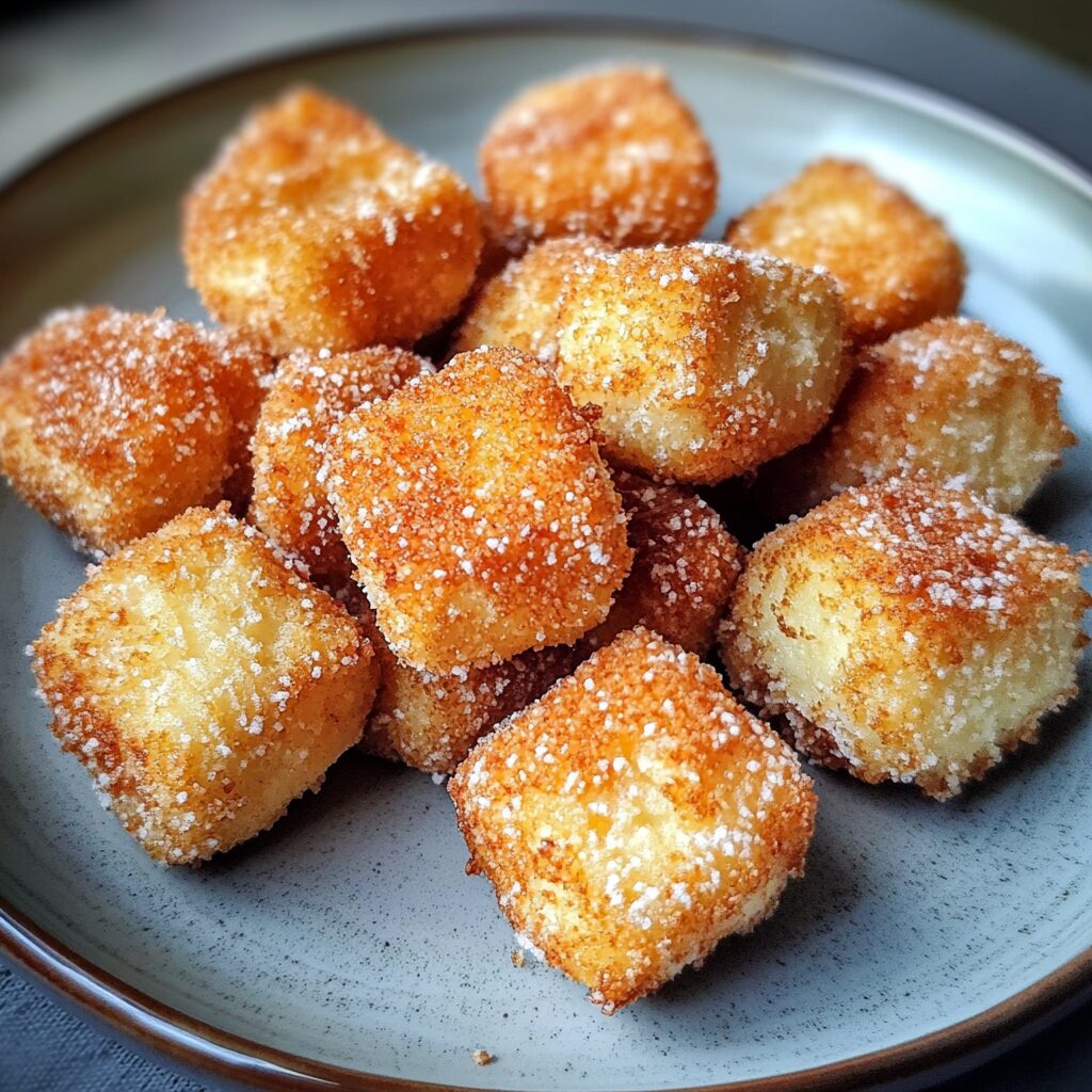 Fluffy Air Fryer Churro Bites Recipe presented in natural light with a homemade look