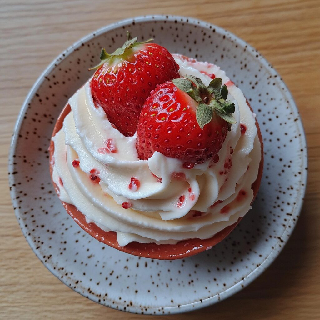 Fresh strawberry cream cheese frosting recipe presented in natural light with a homemade look