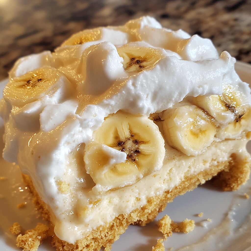 Frozen Aunt Betty's Banana Pudding with visible layers and toppings