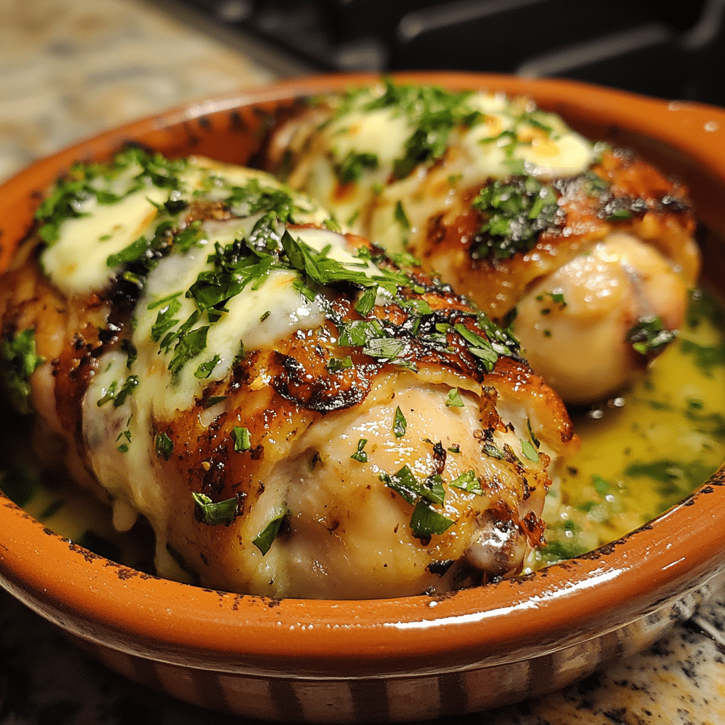 Homemade goat cheese stuffed chicken with herbs for a flavorful dinner in a serving dish in a bright kitchen