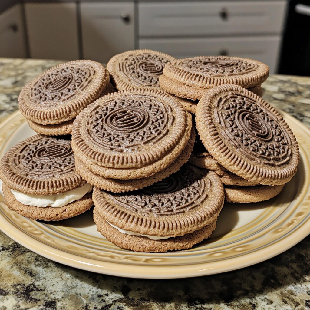 Homemade Oreo Cookies presented in natural light with a homemade look