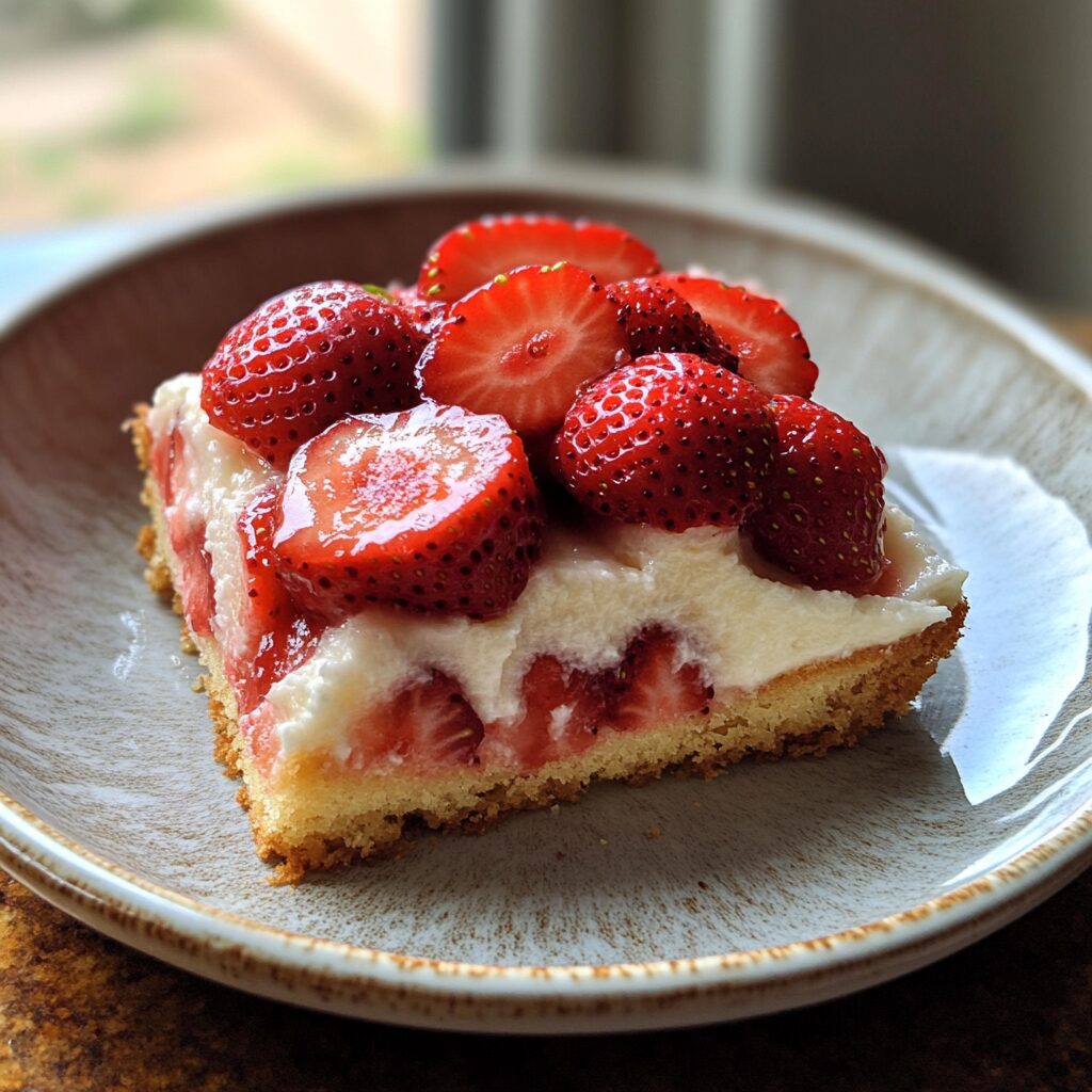 Homemade Strawberry Shortcake Recipe presented in natural light with a homemade look