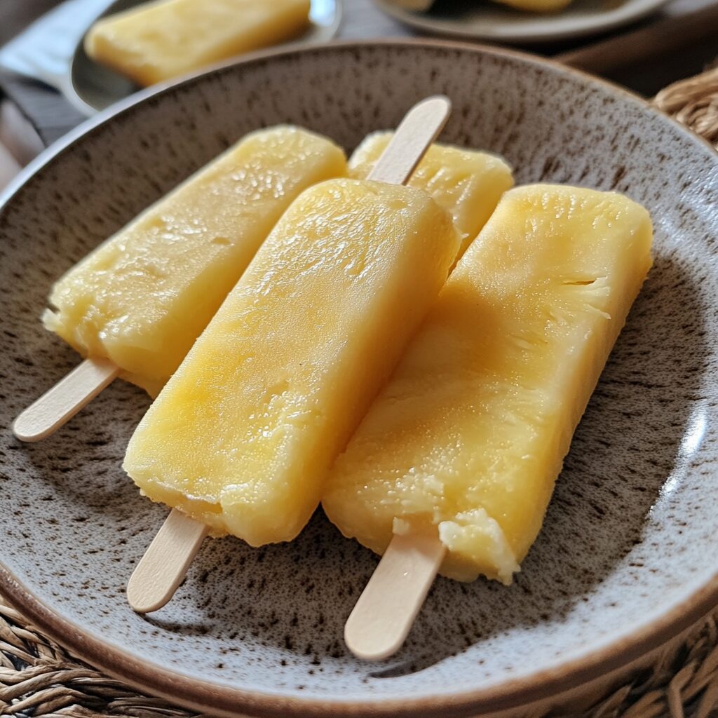 How to Make Paletas de Piña (Pineapple Popsicle) Recipe! presented in natural light with a homemade look