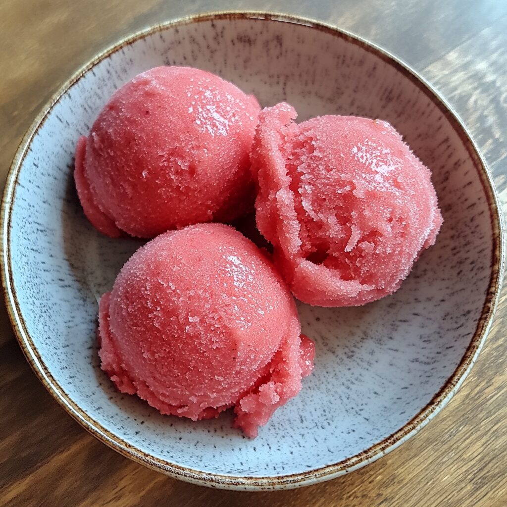 Hydrating Watermelon Sorbet presented in natural light with a homemade look