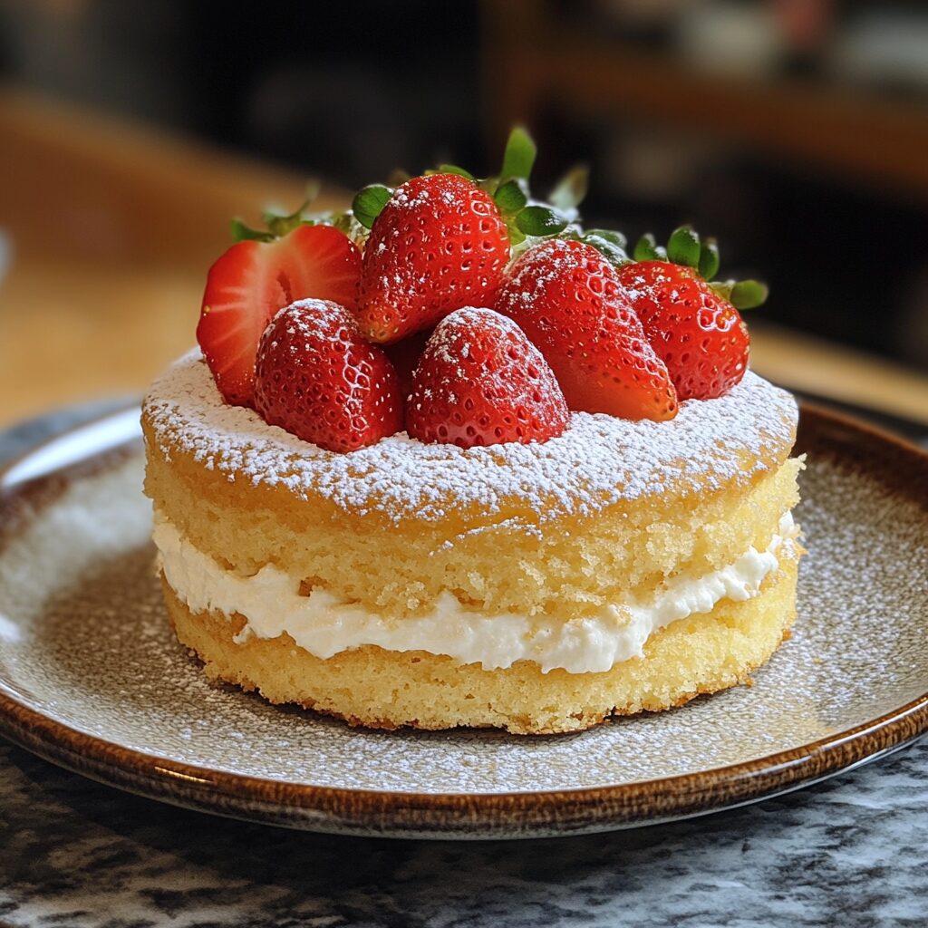 Japanese Strawberry Shortcake Recipe Light Fluffy Sponge Cake presented in natural light with a homemade look