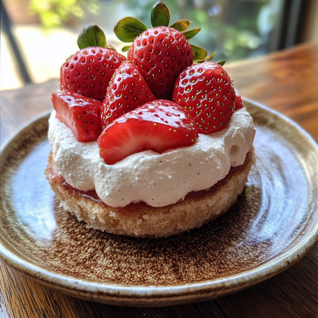 Japanese Strawberry Shortcake presented in natural light with a homemade look