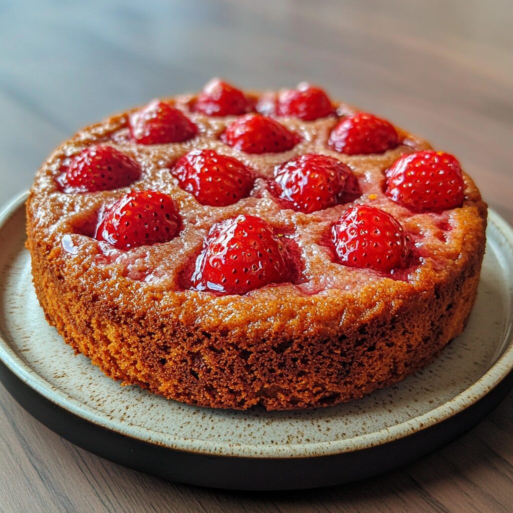 Moist Strawberry Cake Recipe presented in natural light with a homemade look