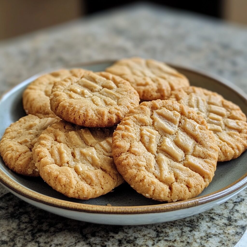 My Favorite Soft & Chewy Peanut Butter Cookies Recipe presented in natural light with a homemade look