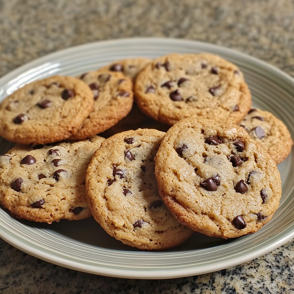 No Butter Chocolate Chip Cookies presented in natural light with a homemade look