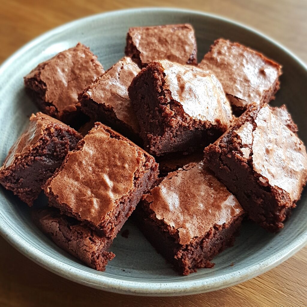 One Bowl Brownies presented in natural light with a homemade look