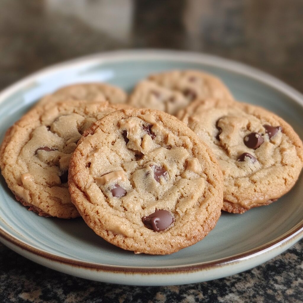 Peanut Butter Chocolate Chip Cookies Stephanies Sweet Treats Stepha presented in natural light with a homemade look