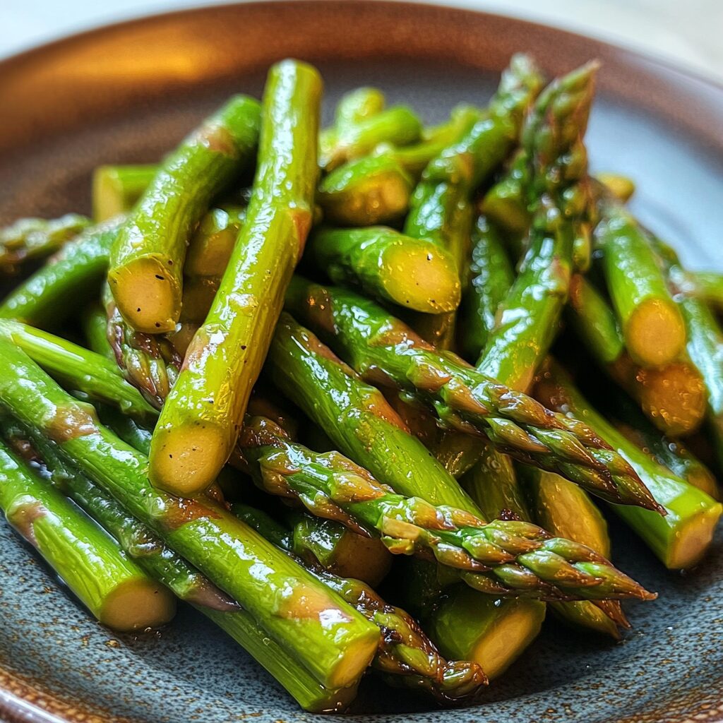 Sauteed Asparagus presented in natural light with a homemade look